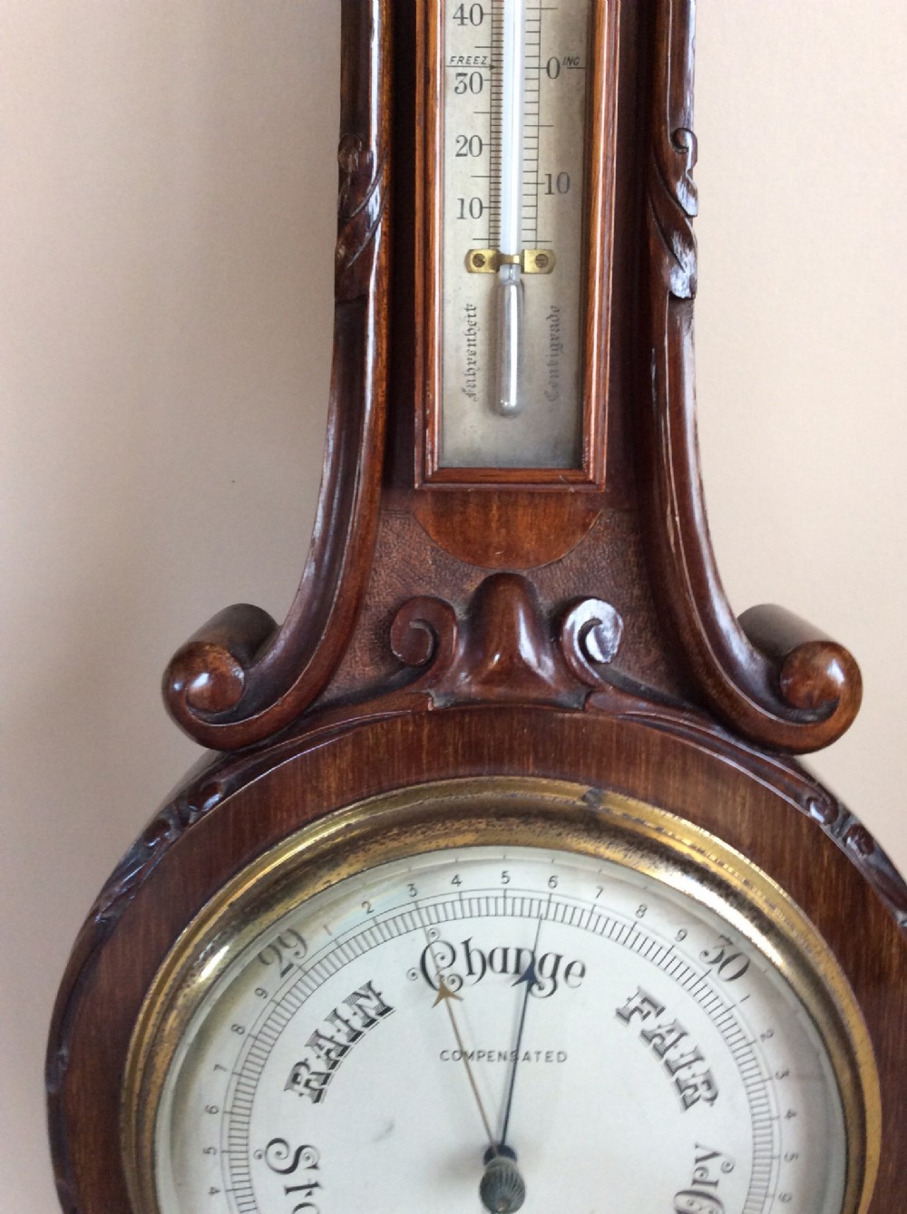Victorian Negretti & Zambra Aneroid Barometer solid Mahogany