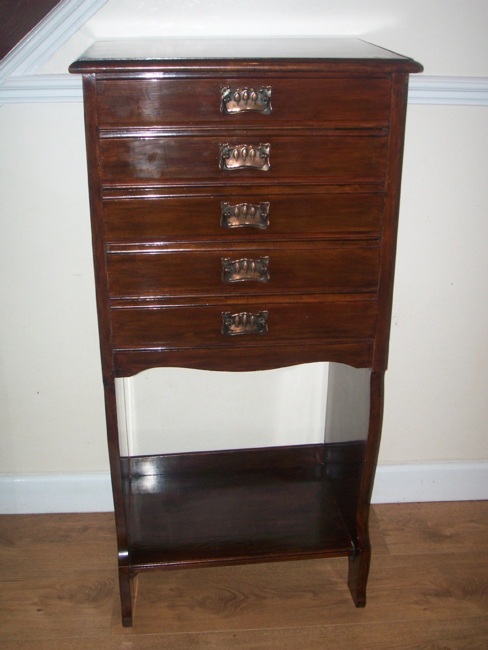 EDWARDIAN MAHOGANY 5 DRAWER MUSIC CABINET