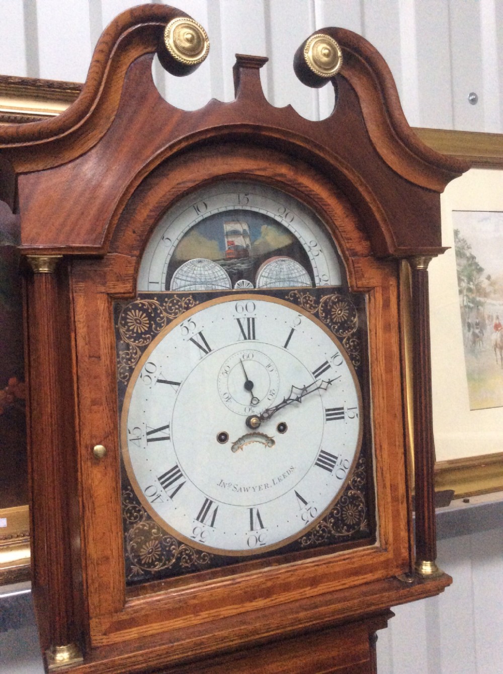 SMART WELL LOOKED AFTER GEO III OAK & MAHOGANY MOON PHASE LONGCASE - Set Up Service Available