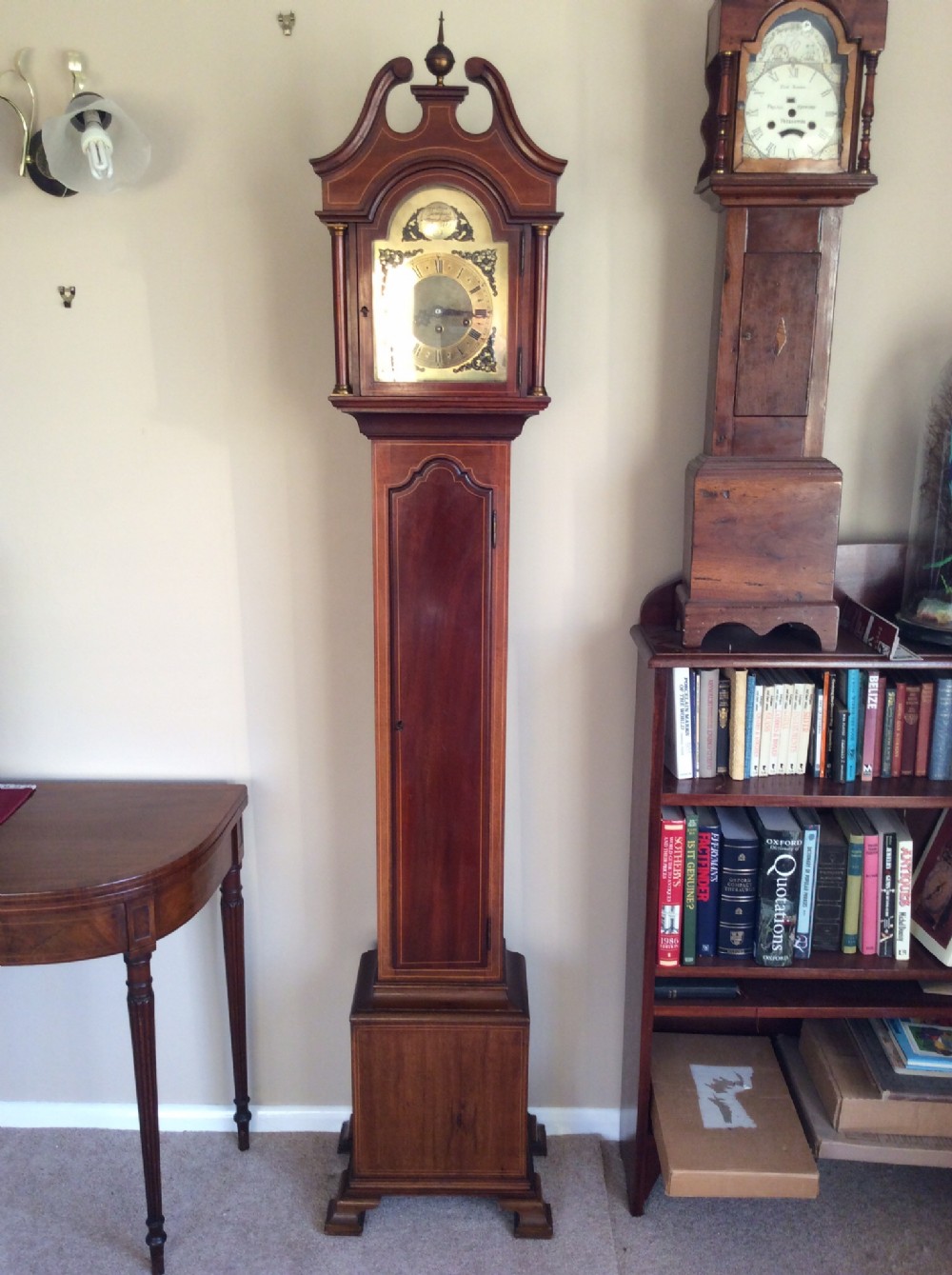 STUNNING EDWARDIAN MAHOGANY WITH STRING INLAY GRANDMOTHER MINIATURE GRANDFATHER OR LONGCASE ( LONG CASE ) CLOCK
- Delivery & Set Up Available