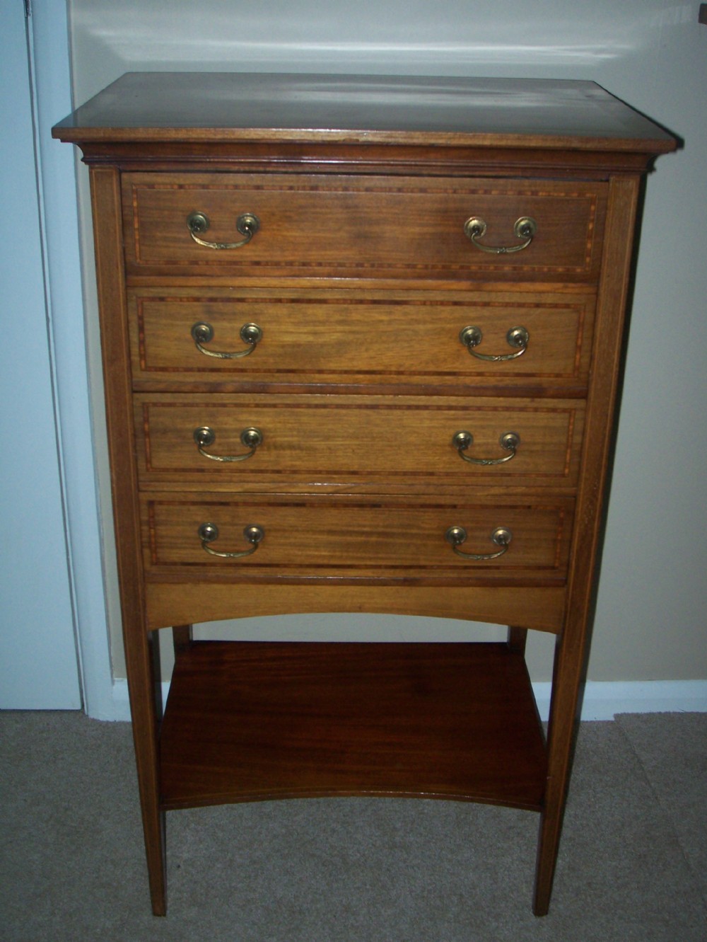 EDWARDIAN MAHOGANY 4 DRAWER MUSIC CABINET