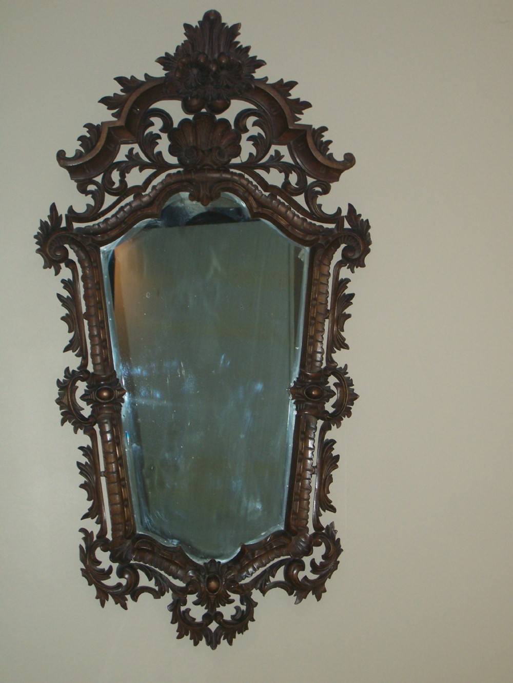 CARVED ORNATE WALNUT ITALIAN WALL MIRROR