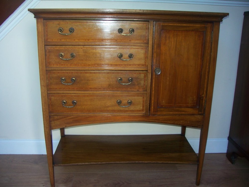 Edwardian inlaid mahogany music or filing cabinet 