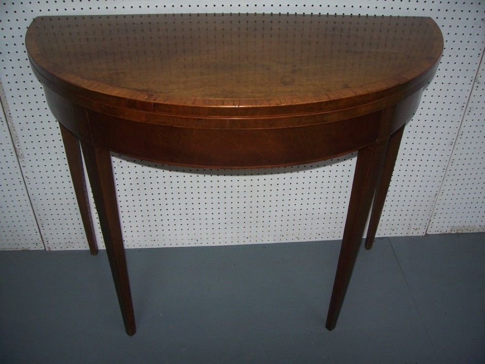 Georgian mahogany demi-lune foldover card table