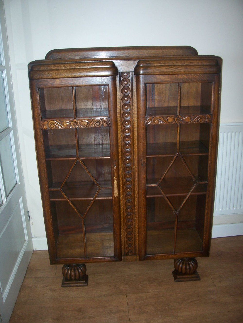 Art Deco oak bookcase / display cabinet