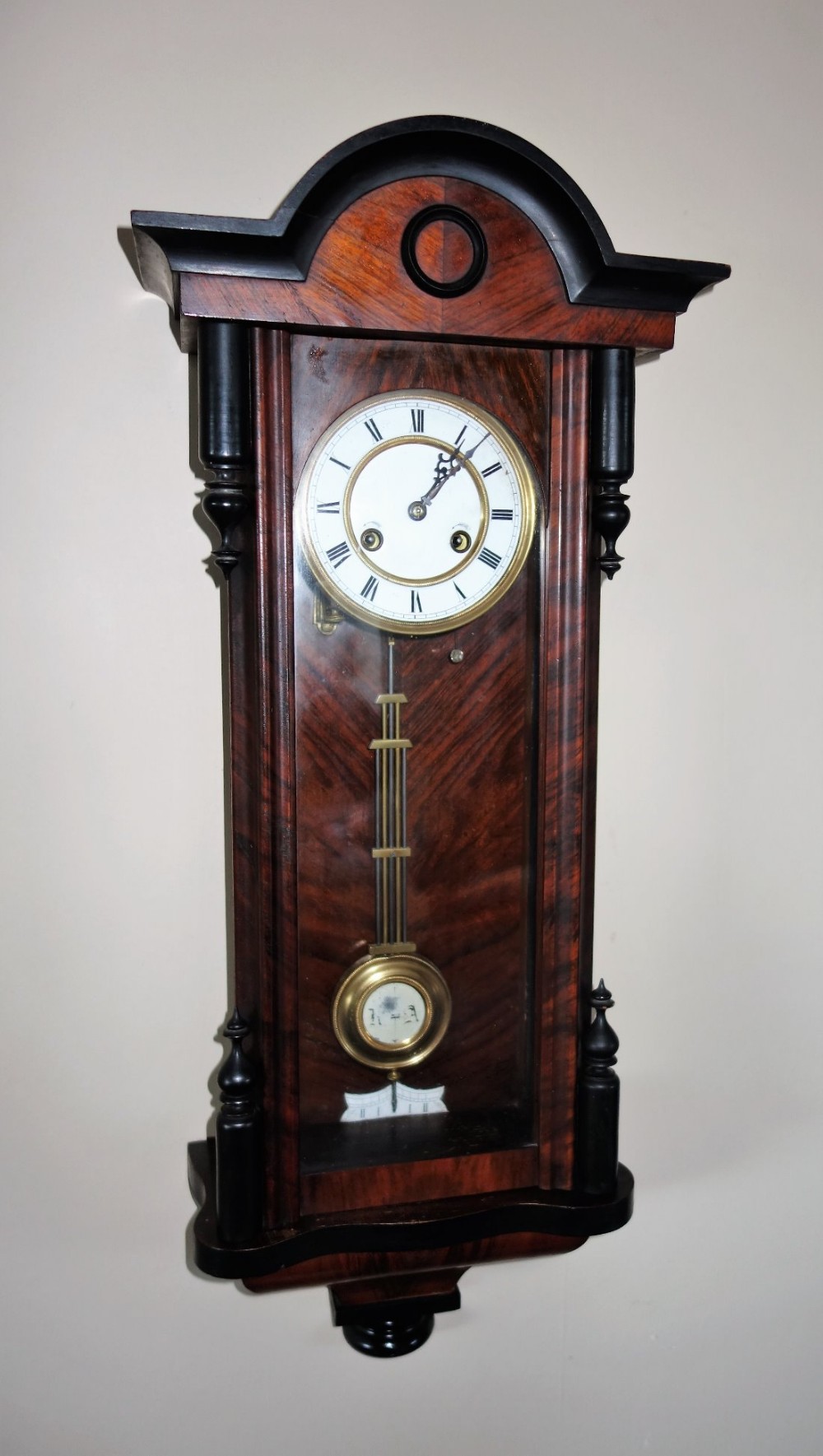 Late 19th Century Vienna Regulator Style Mahogany Wall Clock