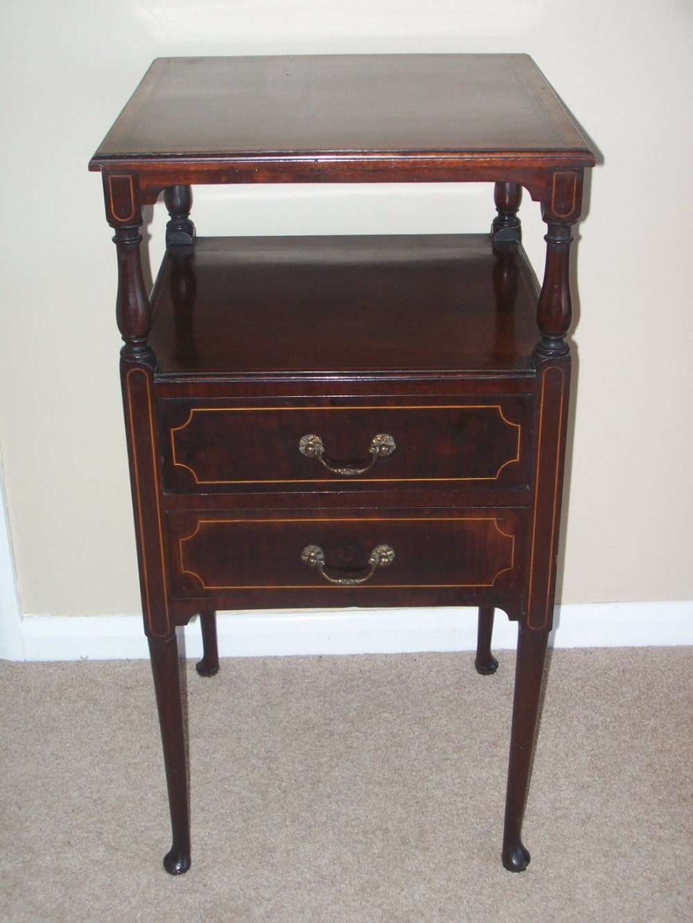 c19th Mahogany 2 tier bedside lamp table
