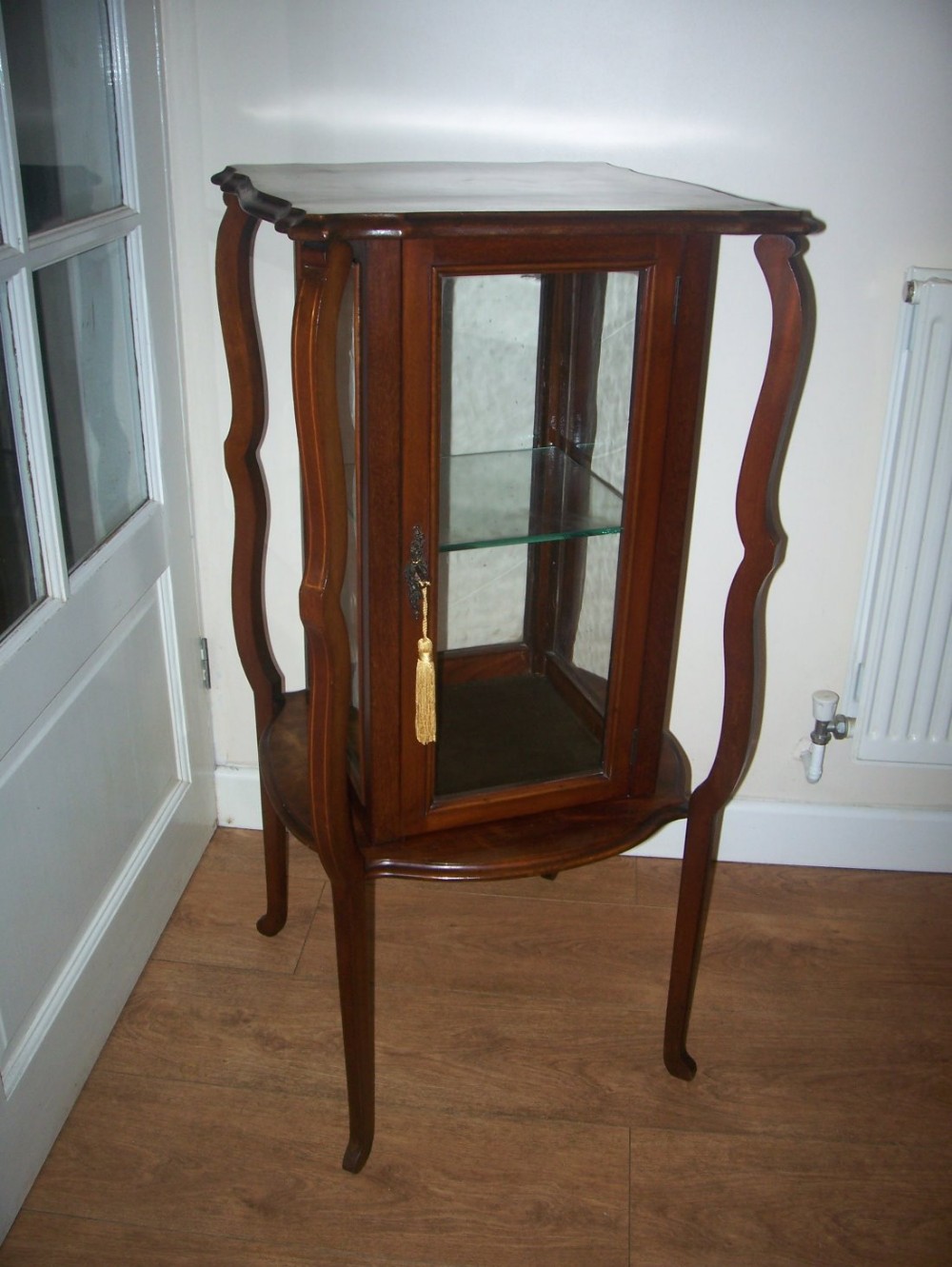 Edwardian mahogany 4 glass pedestal display cabinet