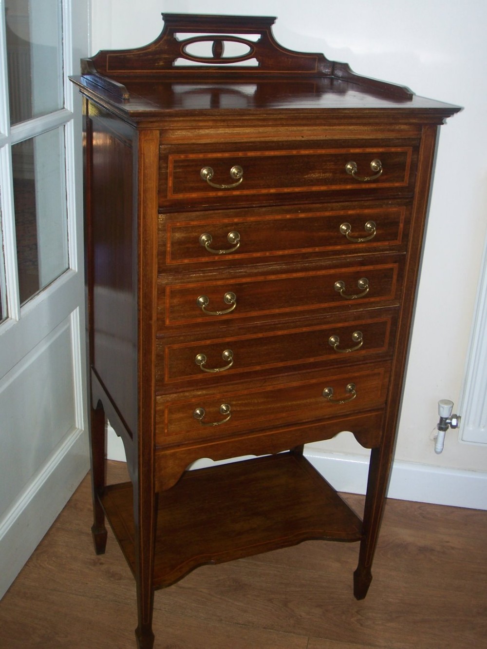 Edwardian mahogany 5 drawer sheet music filing cabinet