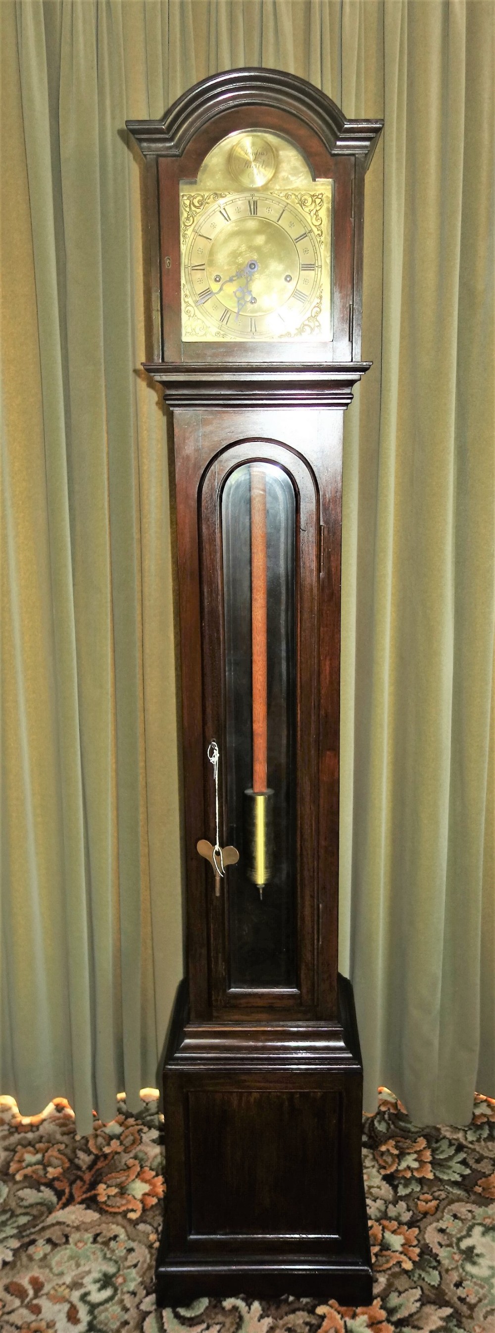 Fine Edwardian Mahogany Grandmother or Miniature Grandfather Longcase Clock by Cottell Brothers Swindon (see photo of shop)