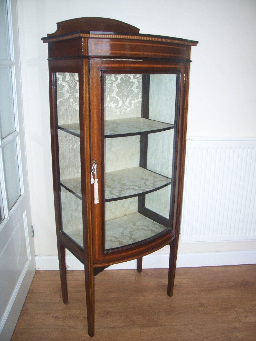 Edwardian Inlaid mahogany Bow Front Display Cabinet