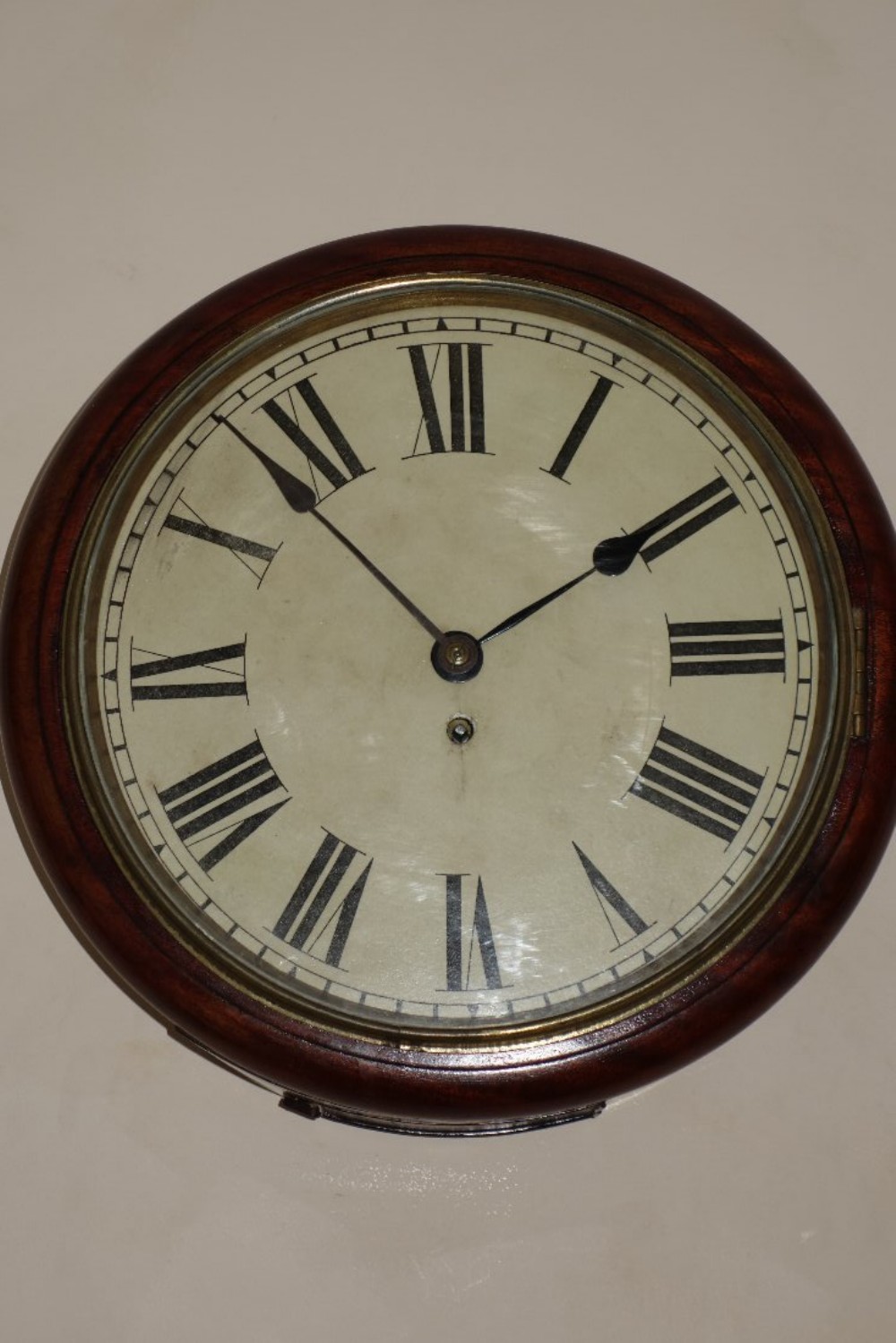 11 Inch Chapter Ring Late 19th Century Mahogany Cased Fusee Office/School/Station Wall Clock