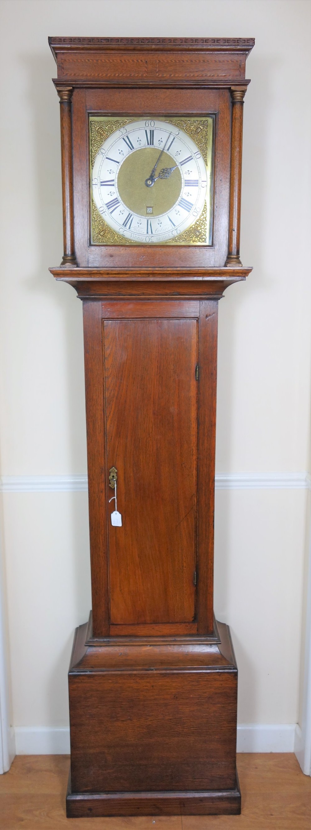 Georgian - George II - Oak with Inlay and Dentil Decoration Grandfather Longcase Clock - 18th Century Pre 1751 - John Calver, Woodbridge, Suffolk