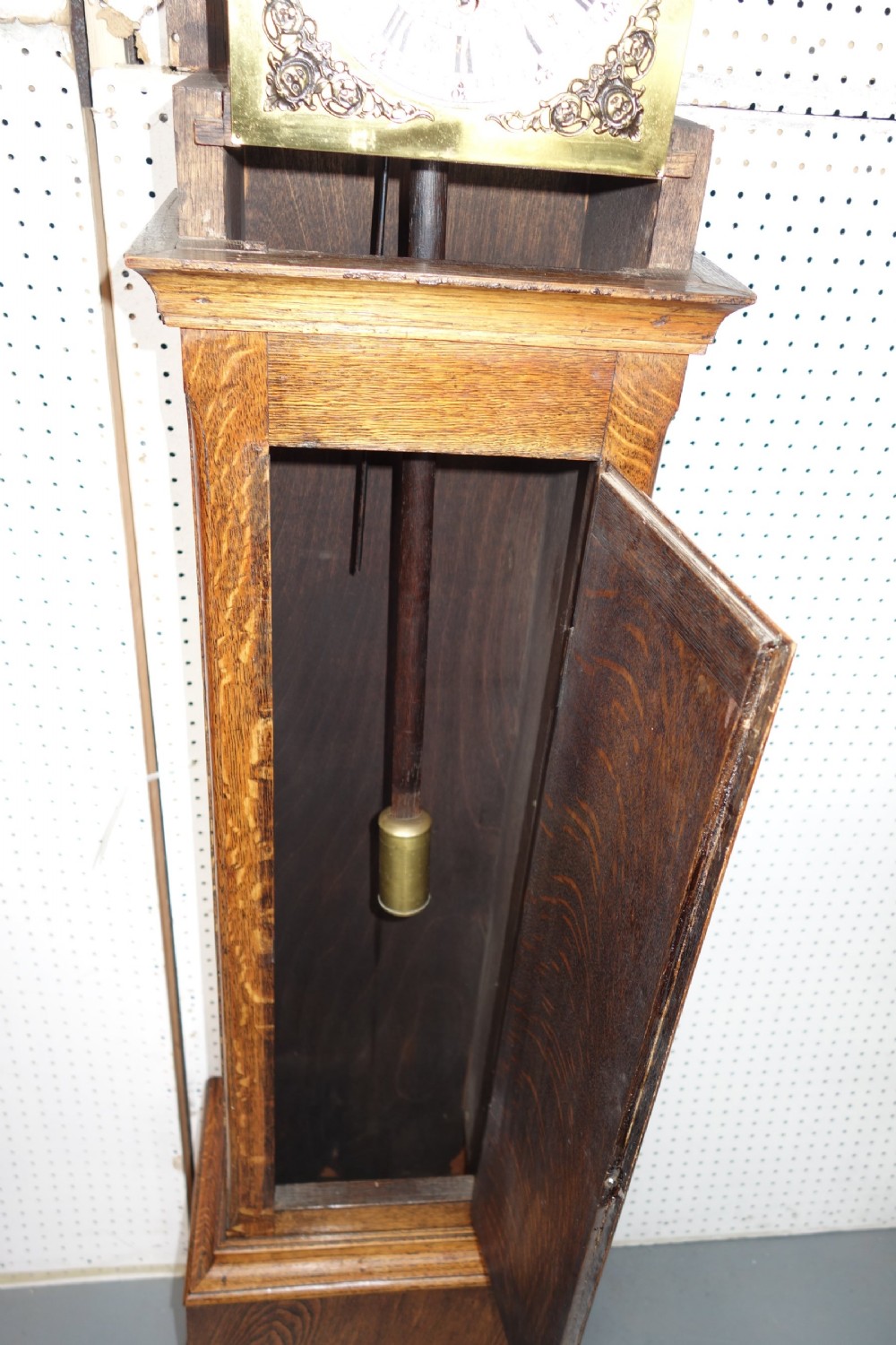 Small Light Oak Jacobean Style Grandfather or Grandmother Longcase - Circa 1920 - Westminster Chimes View IV
