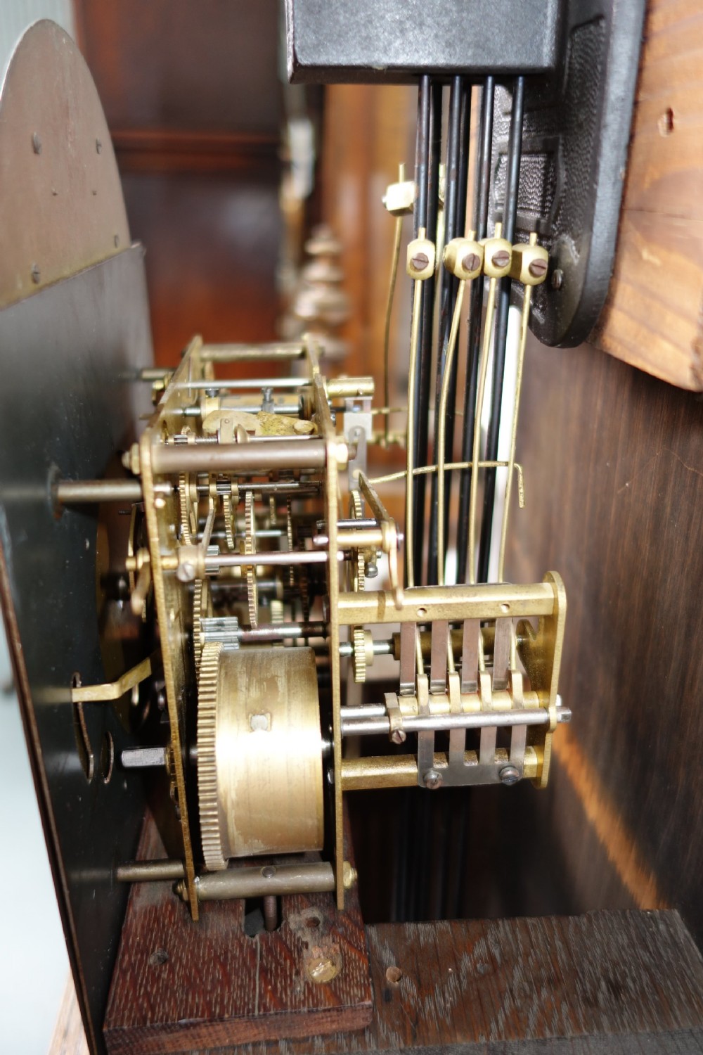 Small Light Oak Jacobean Style Grandfather or Grandmother Longcase - Circa 1920 - Westminster Chimes View V