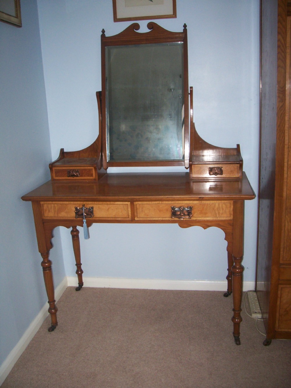 Satin birch dressing table by Maple & Co