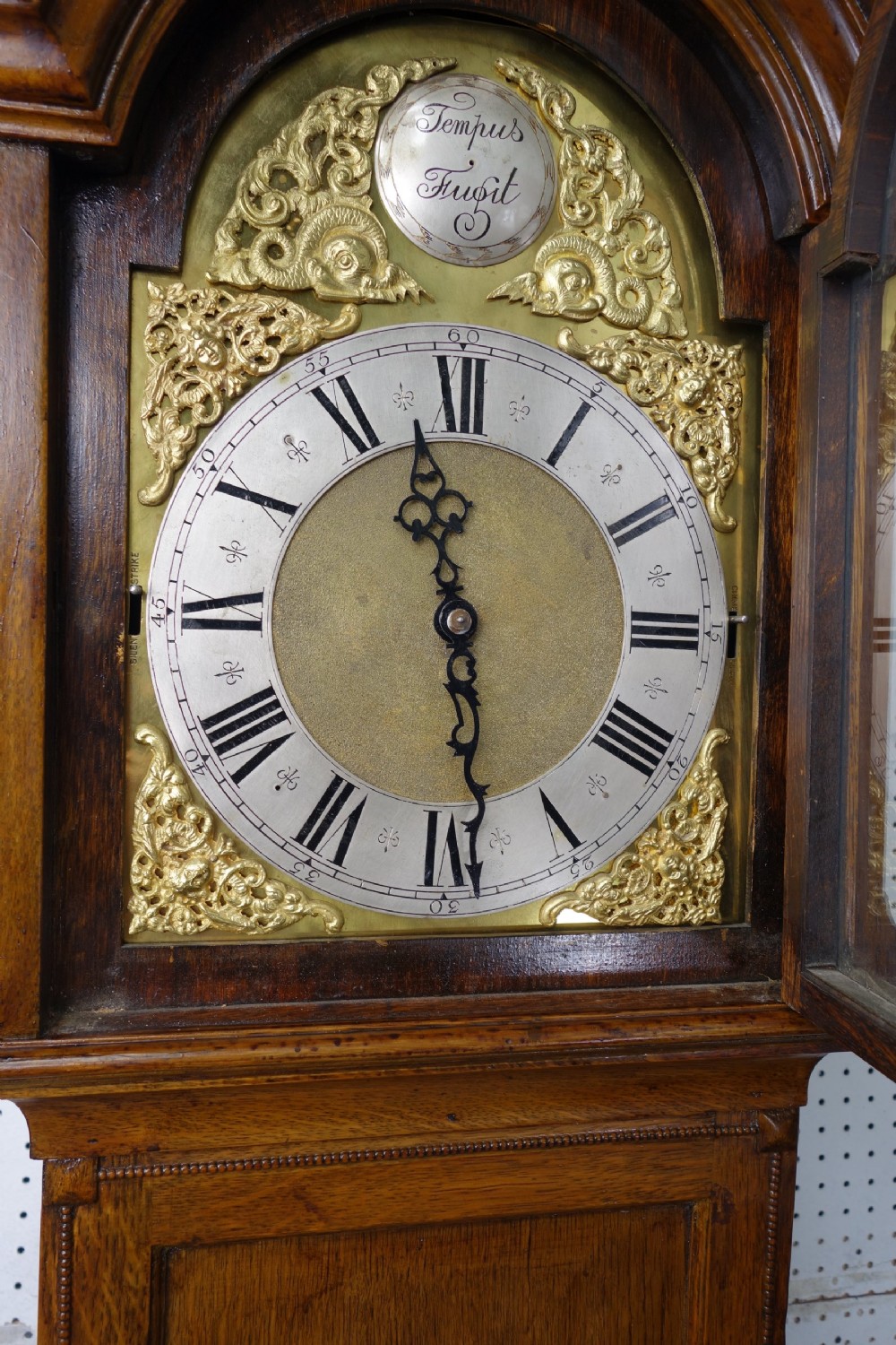 Light Honey Coloured Oak Triple Weight Westminster Chiming Grandmother or Grandfather Longcase Clock - Circa 1920 View II