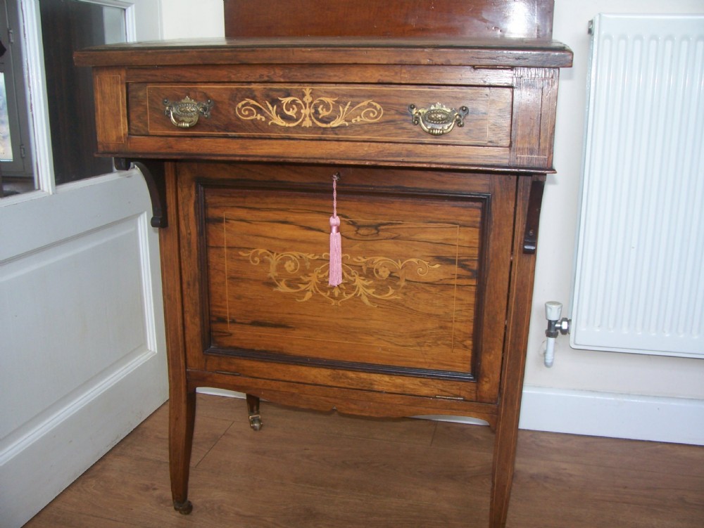 Victorian inlaid rosewood davenport desk with adjustable top View III