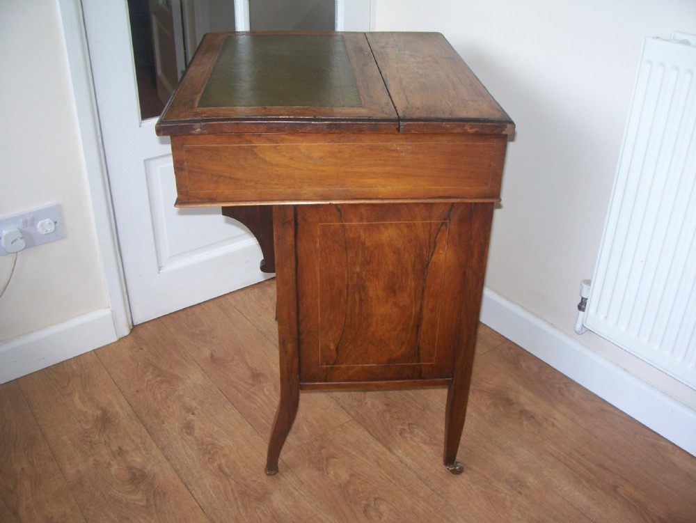 Victorian inlaid rosewood davenport desk with adjustable top View V