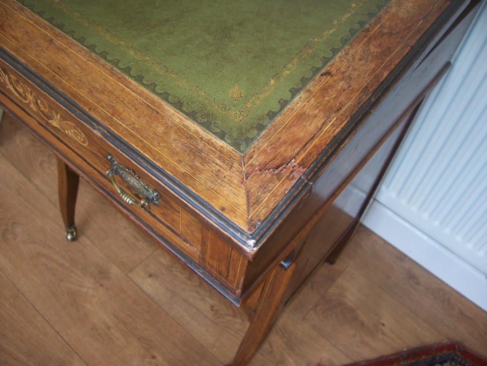 Victorian inlaid rosewood davenport desk with adjustable top View XI