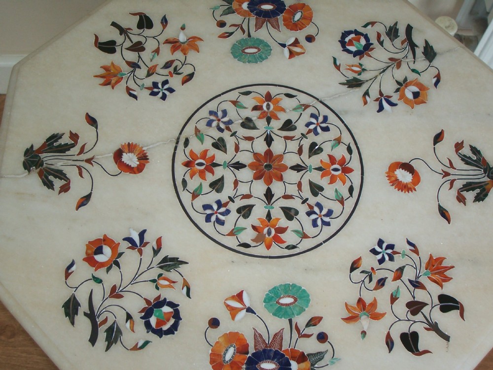 c19th rosewood and pietra dura marble top occasional wine table View IV