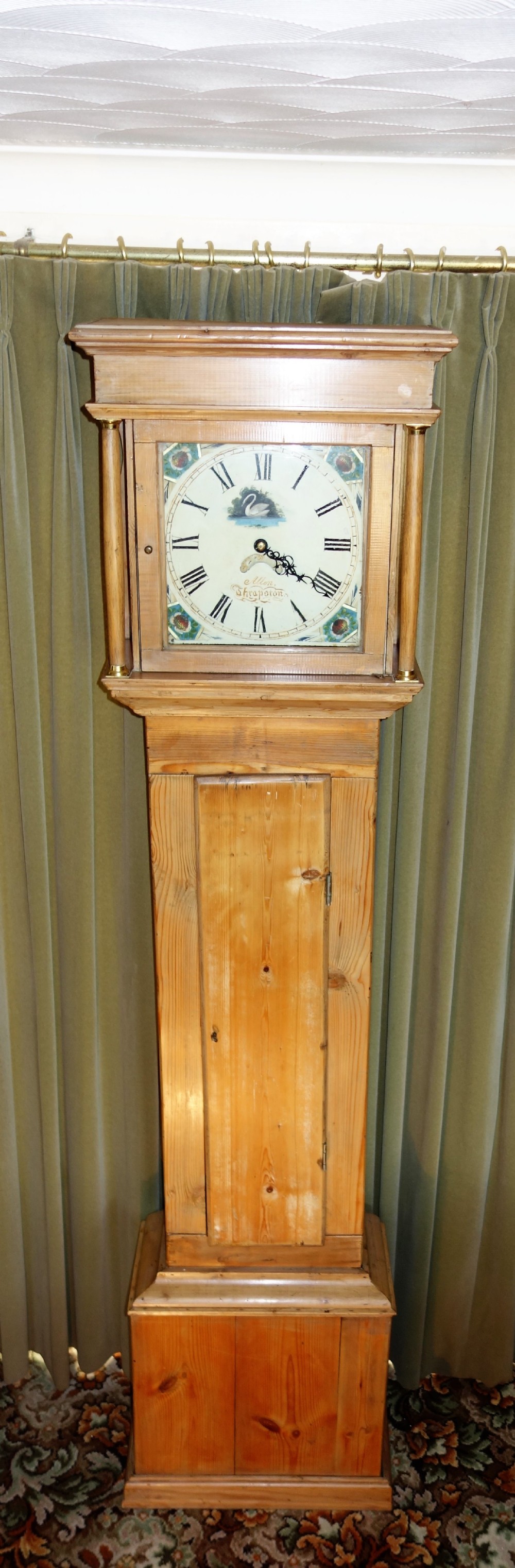 Mid 19th Century Light Country Pine Grandfather Longcase Clock by Augustus Allen of Thrapston, Northamptonshire - UK Delivery & Set UP Available.
