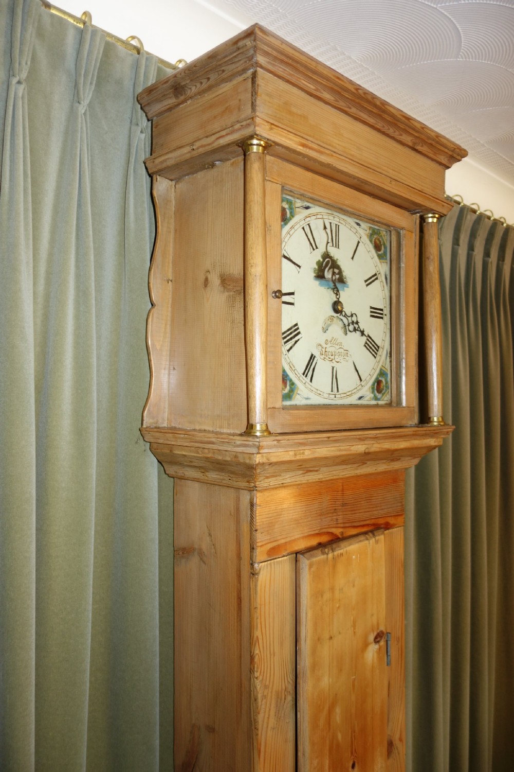 Mid 19th Century Light Country Pine Grandfather Longcase Clock by Augustus Allen of Thrapston, Northamptonshire - UK Delivery & Set UP Available. View V
