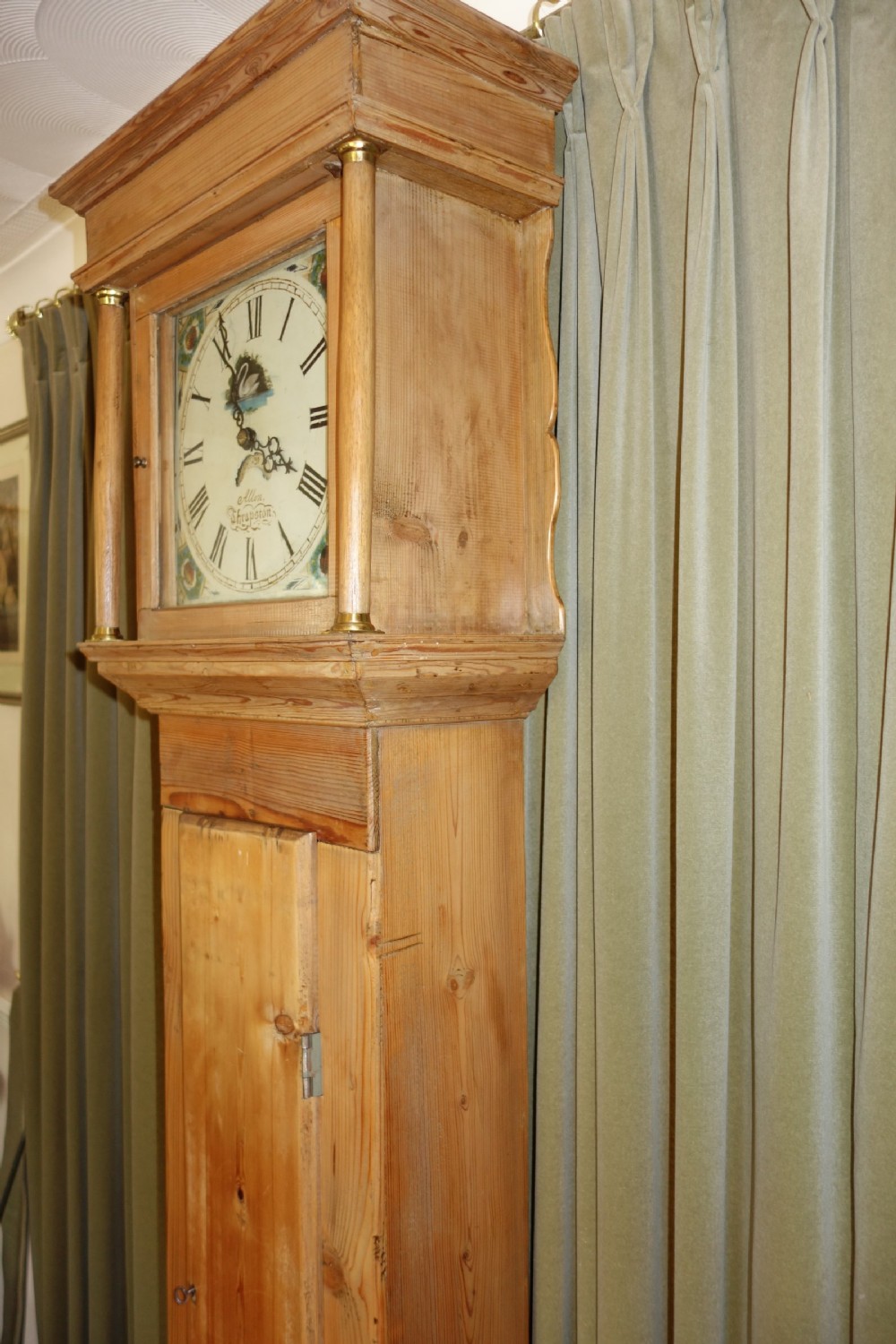 Mid 19th Century Light Country Pine Grandfather Longcase Clock by Augustus Allen of Thrapston, Northamptonshire - UK Delivery & Set UP Available. View VI