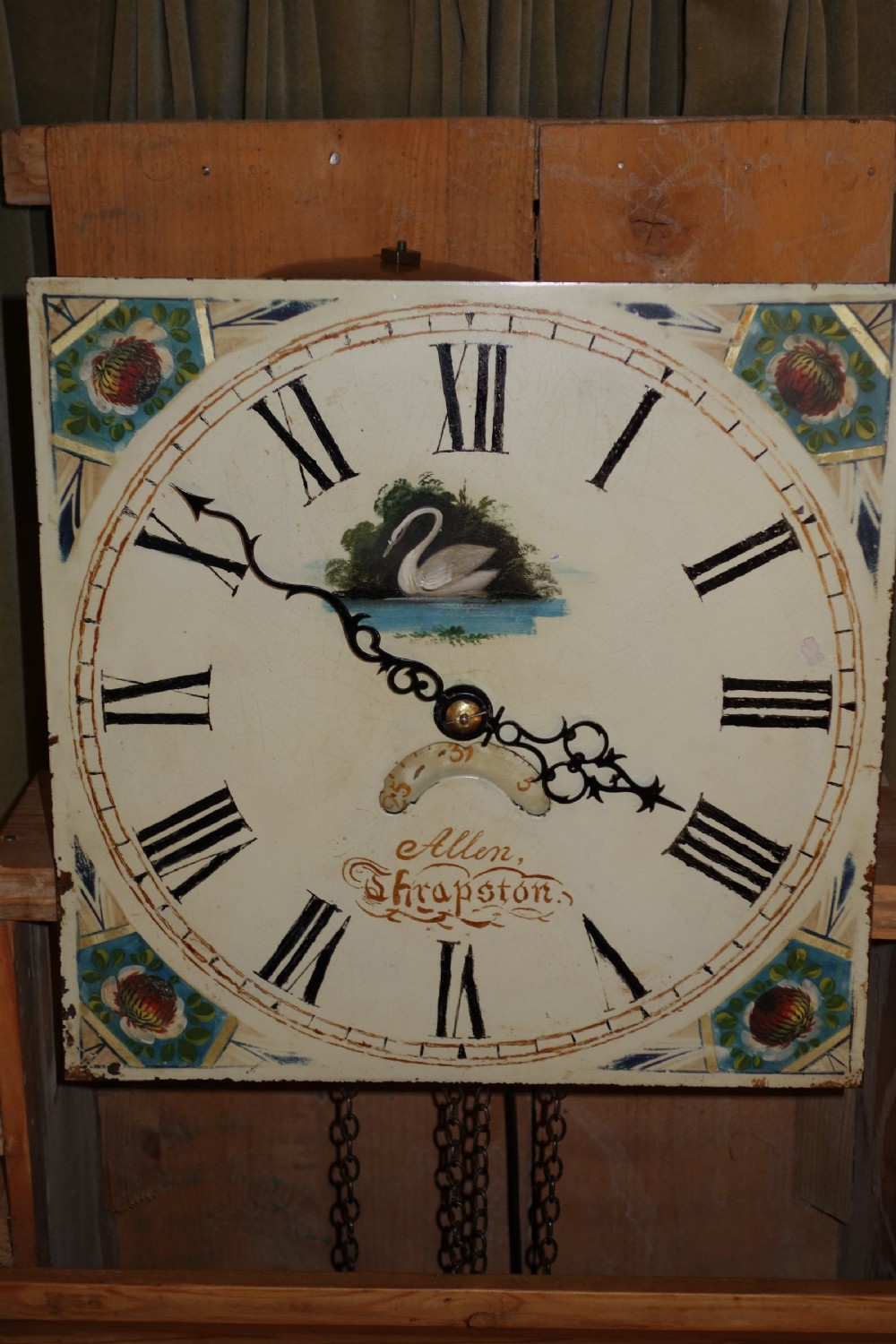 Mid 19th Century Light Country Pine Grandfather Longcase Clock by Augustus Allen of Thrapston, Northamptonshire - UK Delivery & Set UP Available. View VII