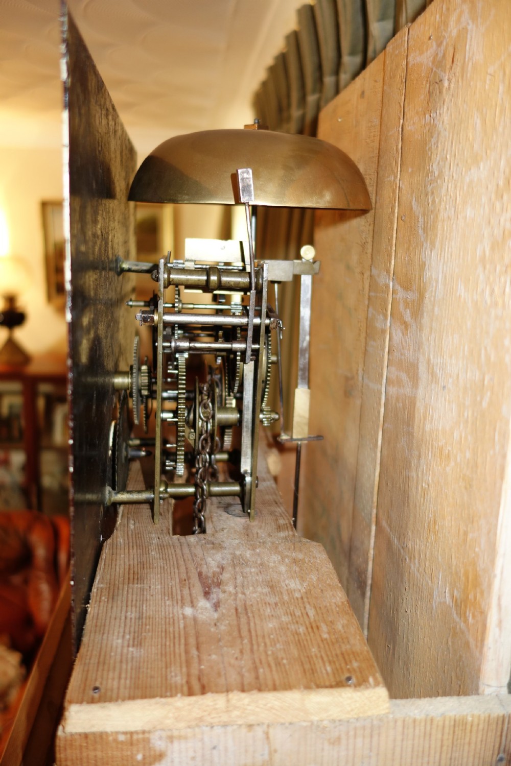 Mid 19th Century Light Country Pine Grandfather Longcase Clock by Augustus Allen of Thrapston, Northamptonshire - UK Delivery & Set UP Available. View VIII