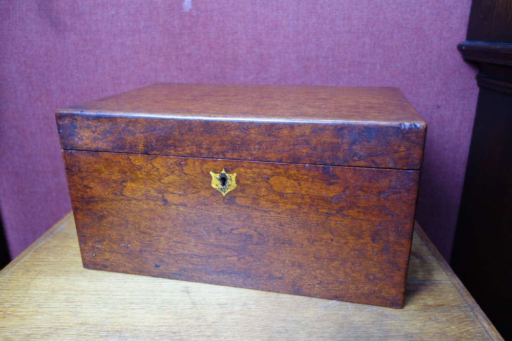 Figured Mahogany Jewelry or Sewing Box with fit out Top Section