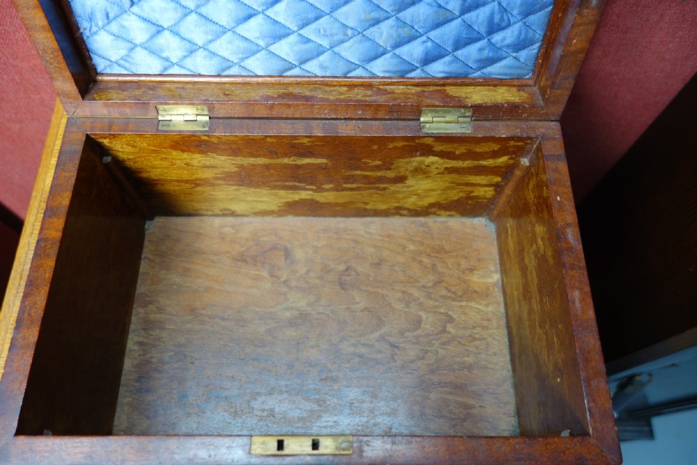 Figured Mahogany Jewelry or Sewing Box with fit out Top Section View IV
