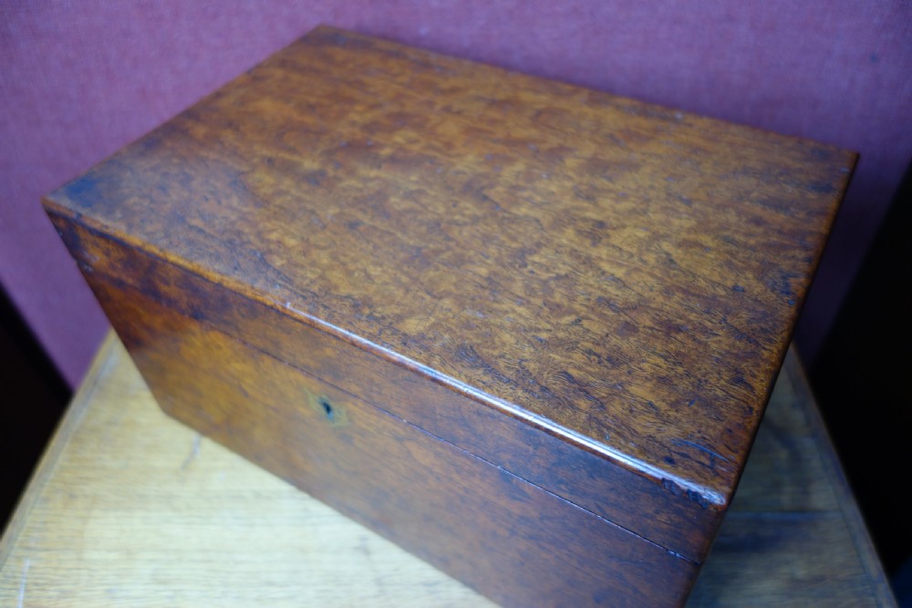 Figured Mahogany Jewelry or Sewing Box with fit out Top Section View V