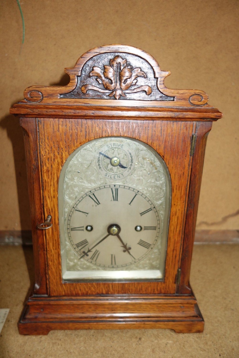 Small Late 19th Century Silver Dial Twin Fusee Striking Bracket/Mantel Clock