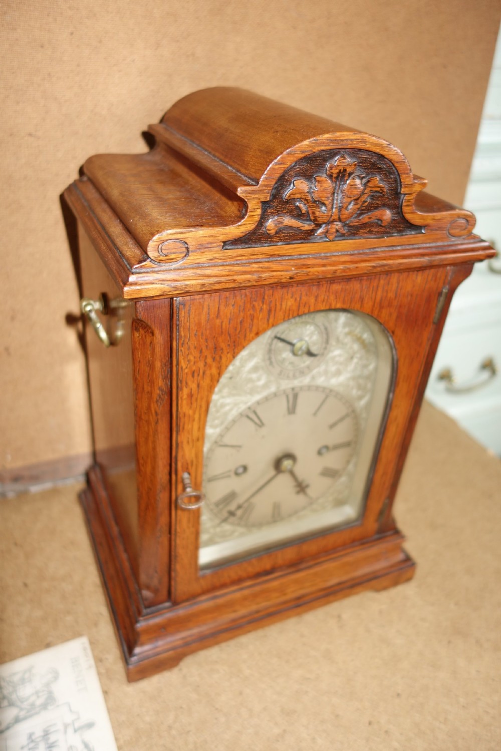 Small Late 19th Century Silver Dial Twin Fusee Striking Bracket/Mantel Clock View III