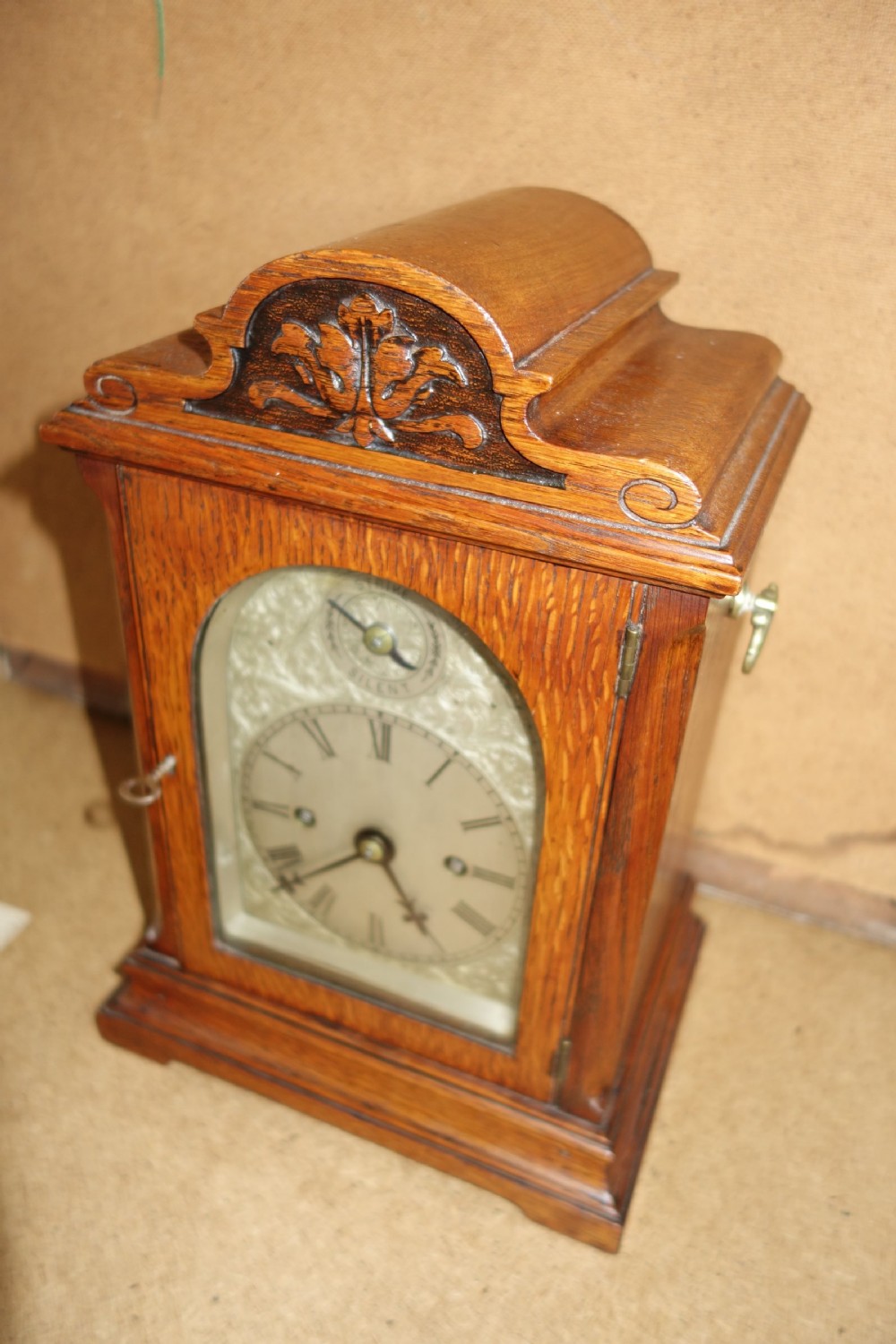 Small Late 19th Century Silver Dial Twin Fusee Striking Bracket/Mantel Clock View IV