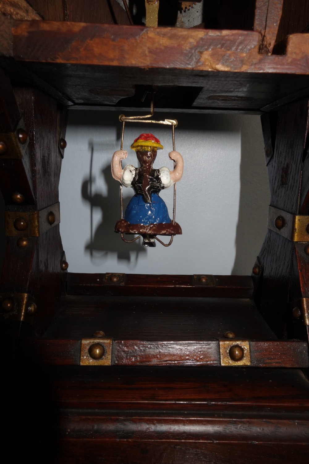 Swinging Maiden Pendulum Automaton Black Forest Junghans  Mantel Wooden Chalet Clock - Late 19th/Early 20th Century View VI