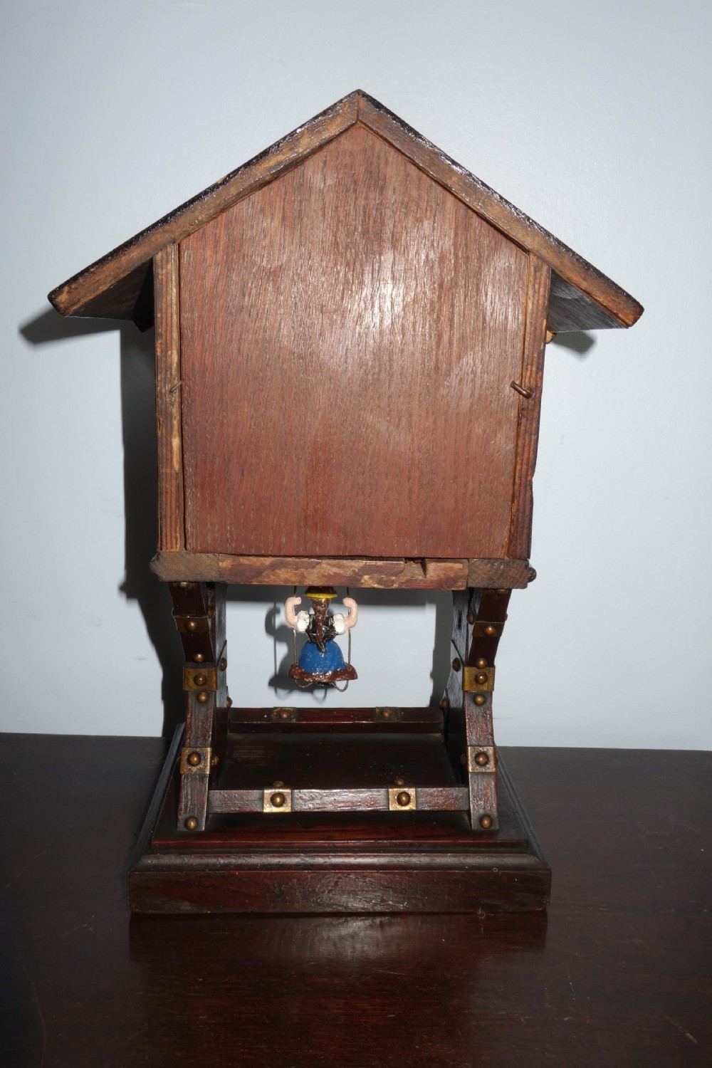 Swinging Maiden Pendulum Automaton Black Forest Junghans  Mantel Wooden Chalet Clock - Late 19th/Early 20th Century View VIII