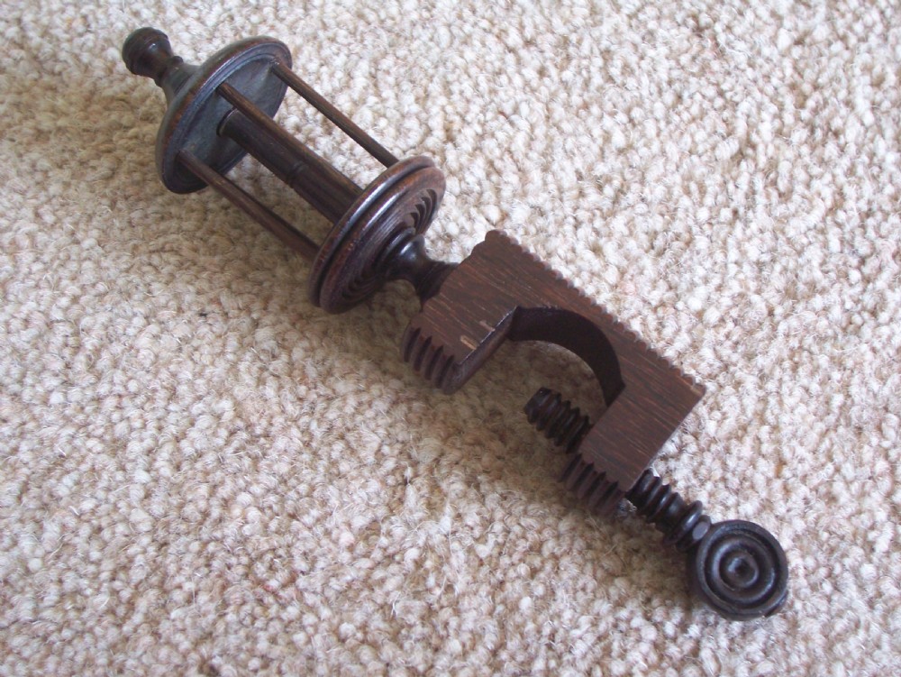 C19th treen cotton winder sewing clamp View VI