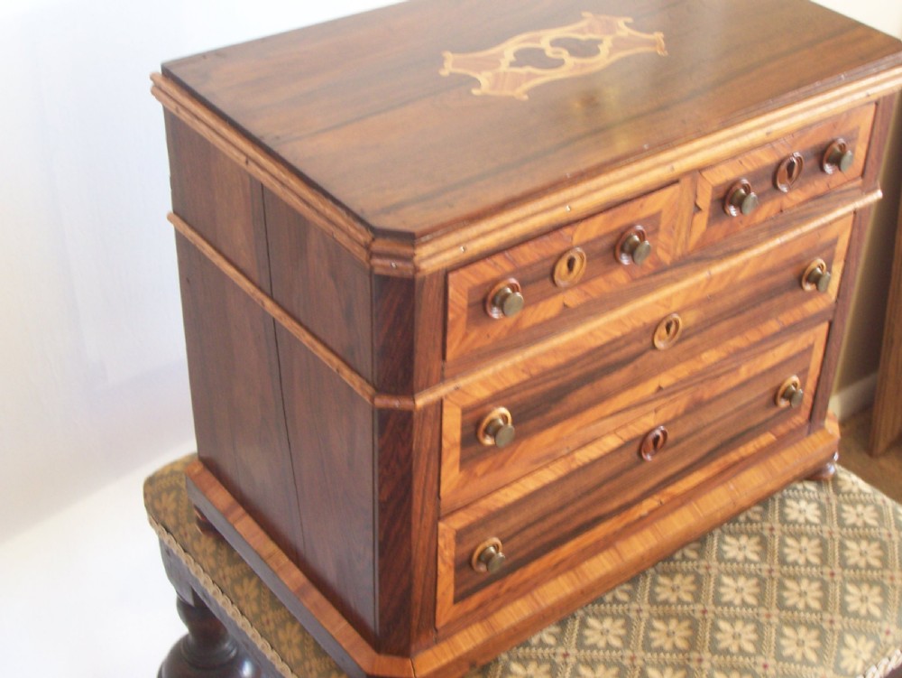 c19th French inlaid jewellery cabinet miniature chest View IV
