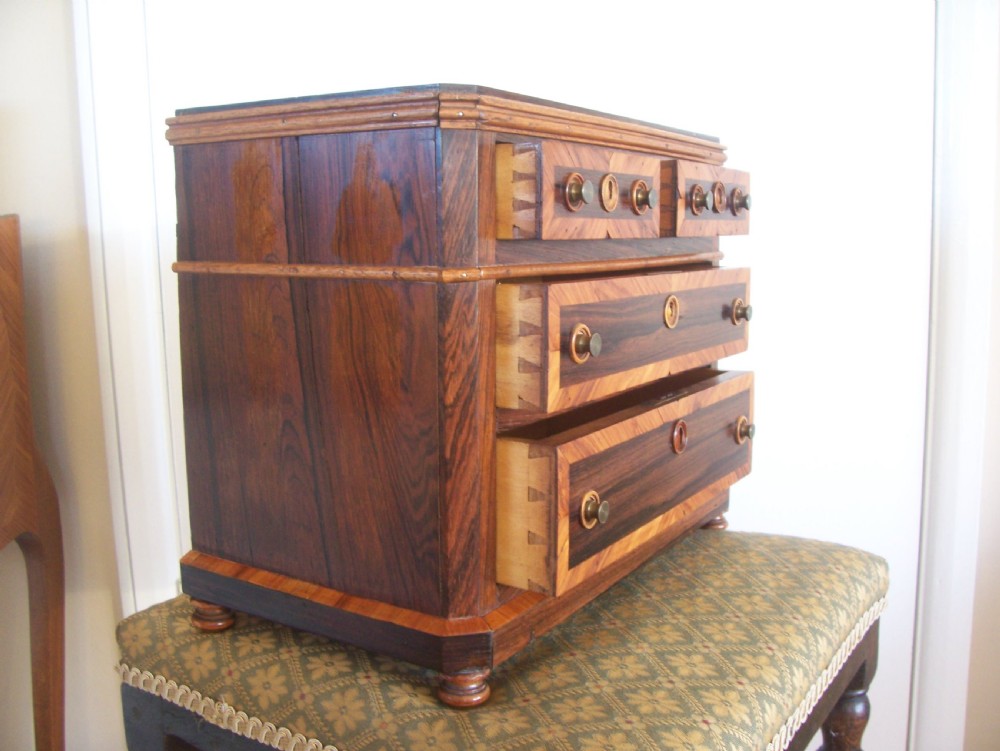 c19th French inlaid jewellery cabinet miniature chest View V