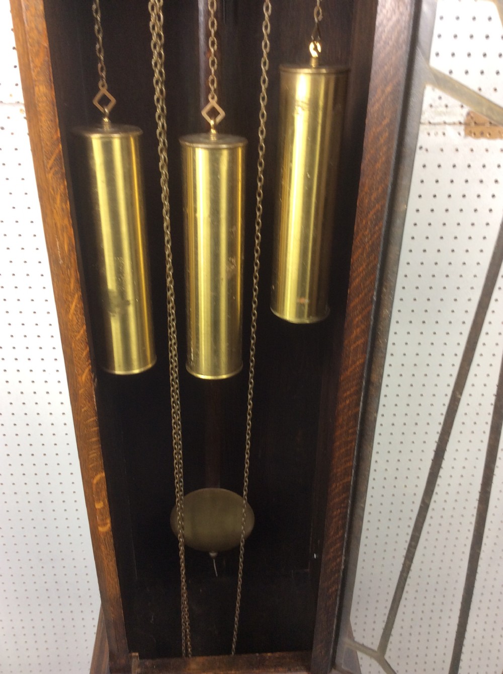 Mellow Sounding Triple Weight Westminster Chiming Musical Grandmother/Grandfather Longcase Clock with Glass Trunk Door View VI