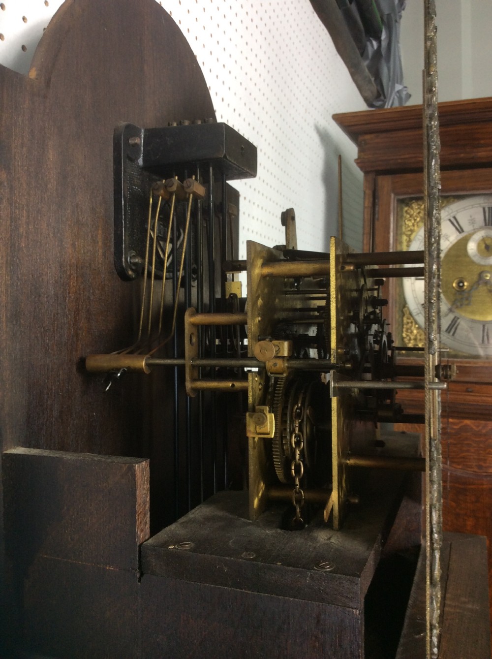 Mellow Sounding Triple Weight Westminster Chiming Musical Grandmother/Grandfather Longcase Clock with Glass Trunk Door View VIII