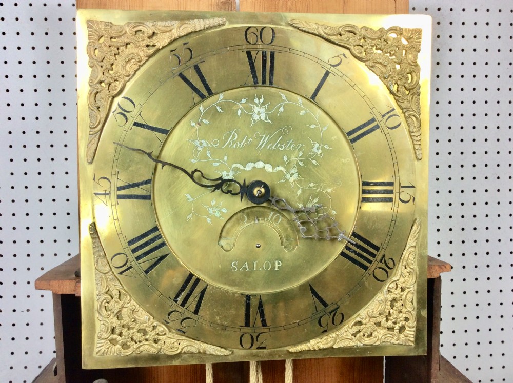 Late 18th C. Brass Dial Georgian (George III) Cottage Size Grandfather Longcase Clock View III