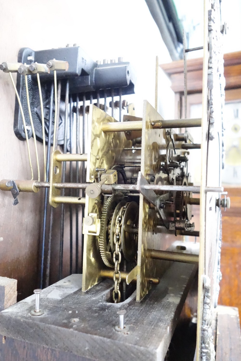 Good Quality Triple Chime Triple Weight Oak Cased Musical Grandmother/Grandfather Longcase Clock - Circa 1920 View VII