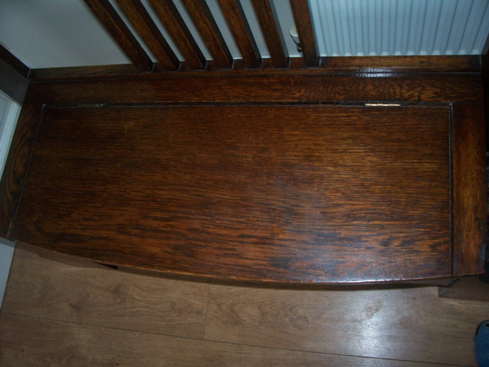 Oak hall seat / monks bench stick stand View IX