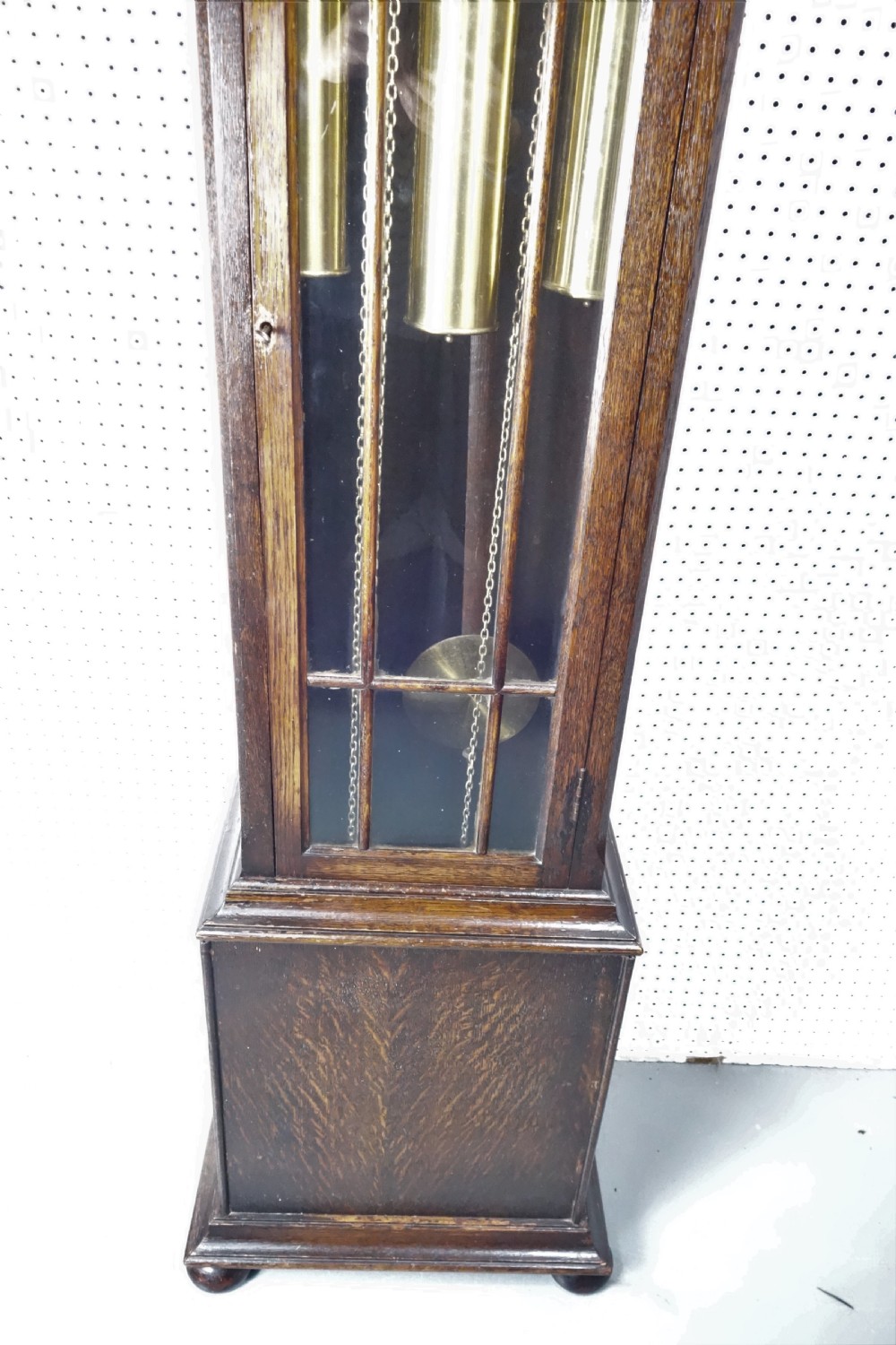 Top Quality Triple Tune Musical Triple Weight  Grandmother/Grandfather Longcase clock in an 18th Century Style Glass Fronted Oak Case - Circa 1920 View III