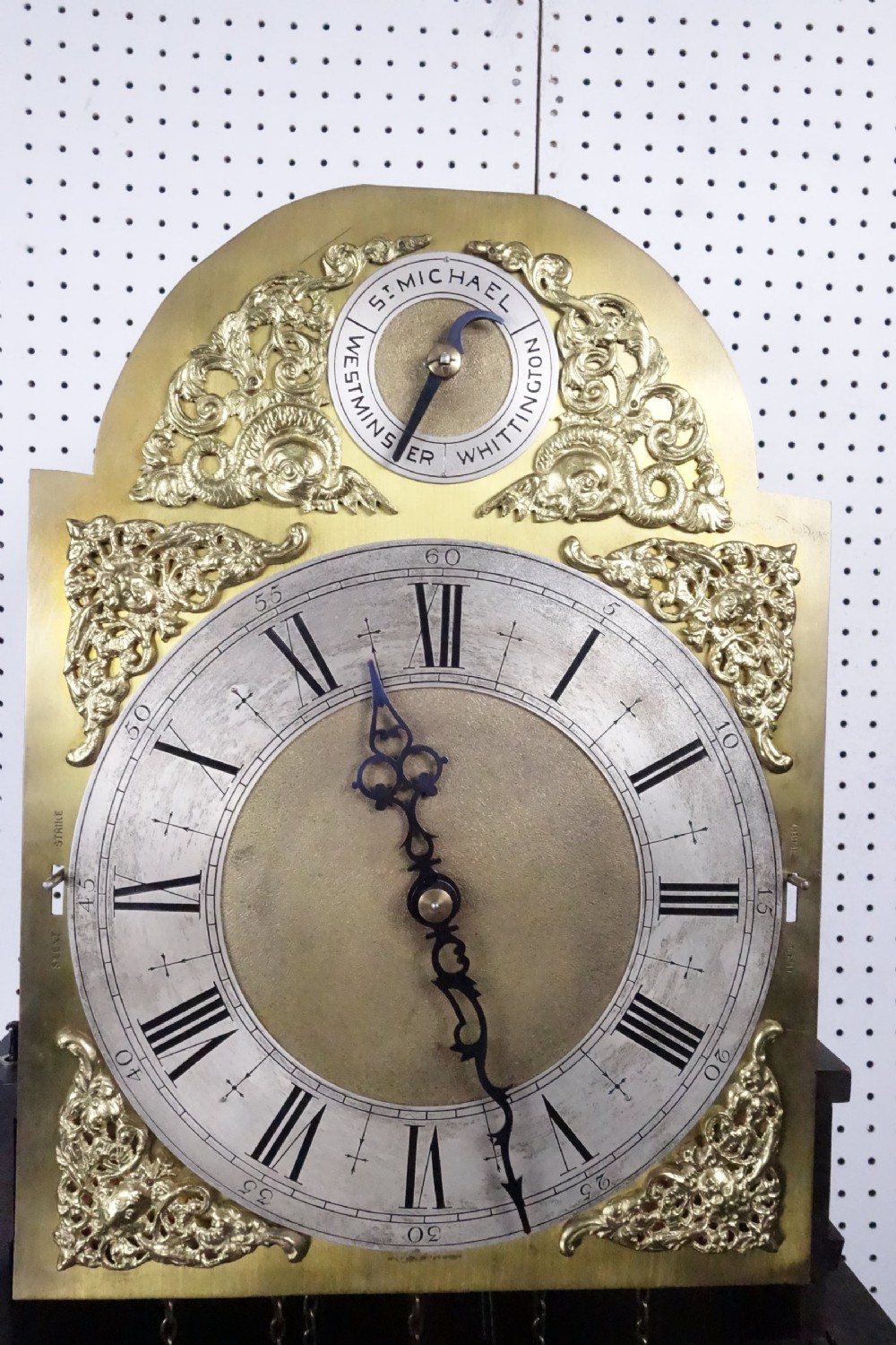 Top Quality Triple Tune Musical Triple Weight  Grandmother/Grandfather Longcase clock in an 18th Century Style Glass Fronted Oak Case - Circa 1920 View IV