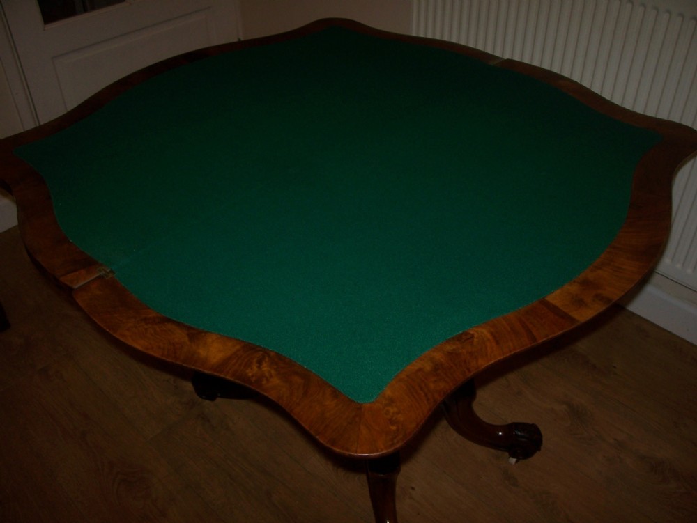 Victorian inlaid walnut card games table View IX