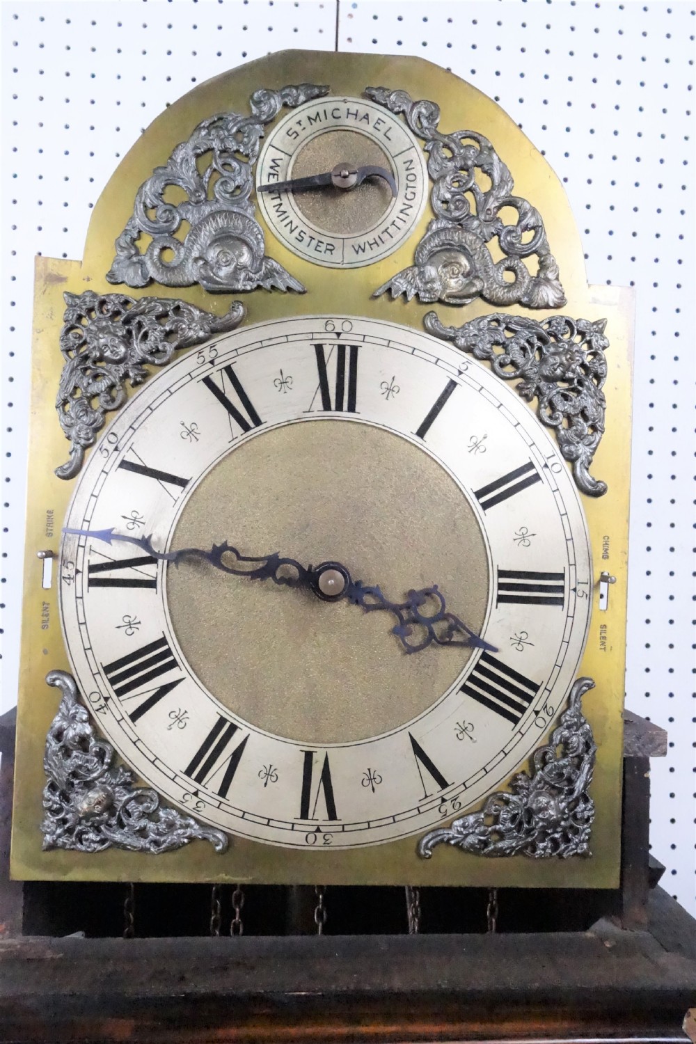 Good Quality Triple Musical Chiming Triple Weight Oak Cased Grandmother or Grandfather Clock - Strike/Silent & Chime/Silent Levers - Circa 1920 View II